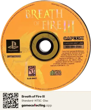 Breath of Fire III PlayStation, NTSC disc