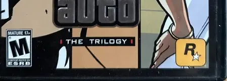 Grand Theft Auto: The Trilogy, the ESRB box on its front