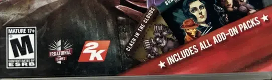 BioShock Infinite, the ESRB box on its front