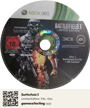 Battlefield 3 Xbox 360, PAL disc