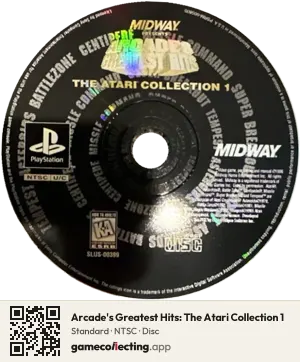 Arcade's Greatest Hits: The Atari Collection 1 PlayStation, NTSC disc
