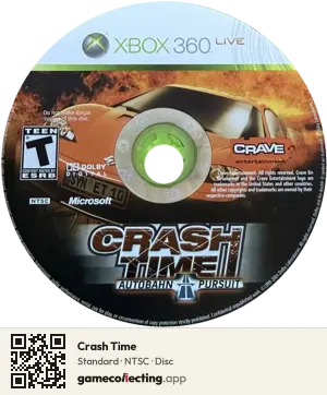 Crash Time Xbox 360, NTSC disc