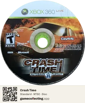 Crash Time Xbox 360, NTSC disc