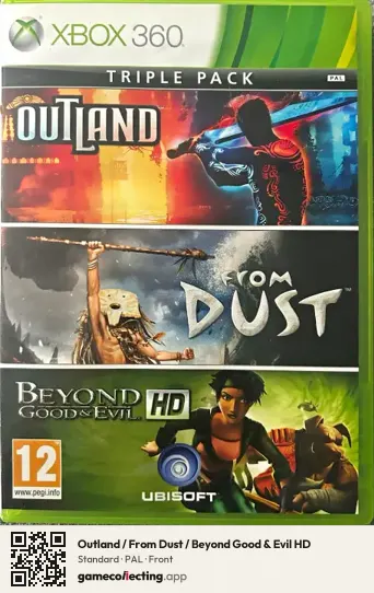Outland / From Dust / Beyond Good & Evil HD Xbox 360, PAL box front