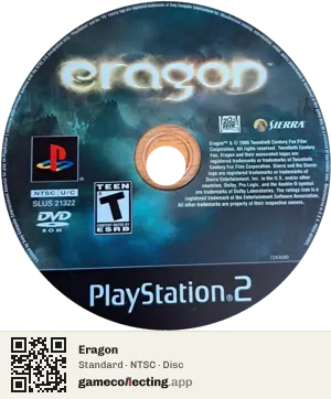 Eragon PlayStation 2, NTSC disc