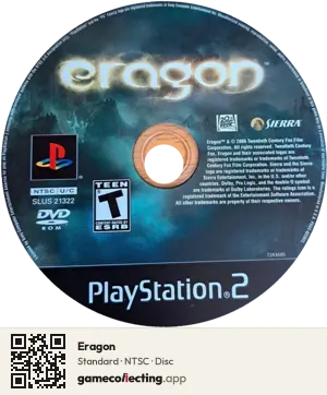 Eragon PlayStation 2, NTSC disc