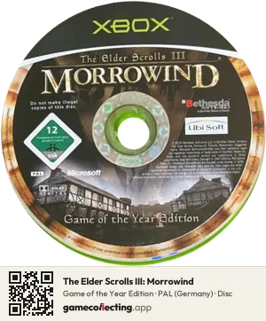 The Elder Scrolls III: Morrowind Xbox, PAL disc