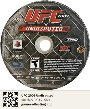 UFC 2009 Undisputed PlayStation 3, NTSC disc