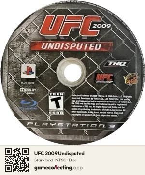 UFC 2009 Undisputed PlayStation 3, NTSC disc