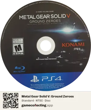 Metal Gear Solid V: Ground Zeroes PlayStation 4, NTSC disc