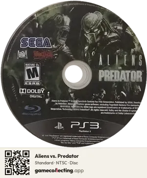 Aliens vs. Predator PlayStation 3, NTSC disc