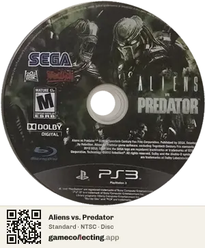 Aliens vs. Predator PlayStation 3, NTSC disc
