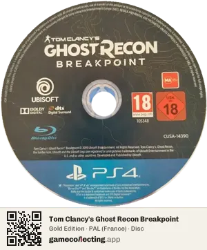 Tom Clancy's Ghost Recon Breakpoint PlayStation 4, PAL disc