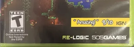 Terraria, the ESRB box on its front