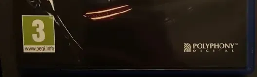 Gran Turismo Sport, the PEGI square on its front