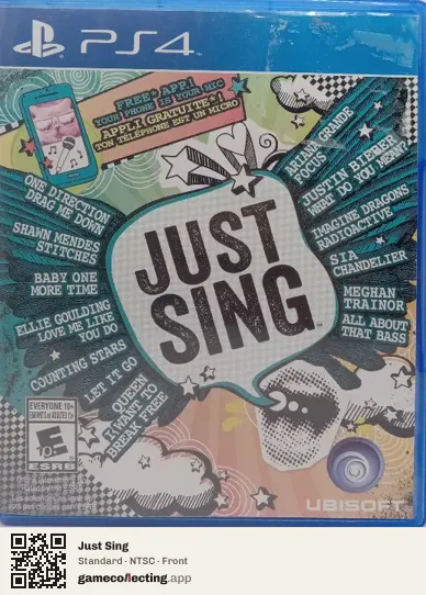 Just Sing PlayStation 4, NTSC box front