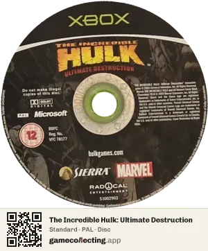 The Incredible Hulk: Ultimate Destruction Xbox, PAL disc