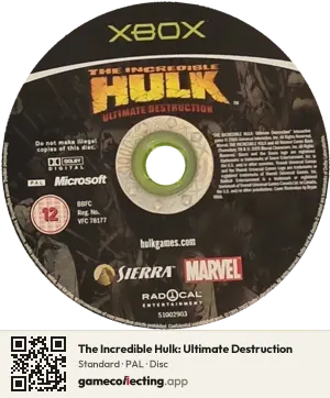 The Incredible Hulk: Ultimate Destruction Xbox, PAL disc