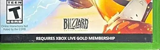Overwatch, the ESRB box on its front