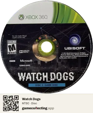 Watch Dogs Xbox 360, NTSC disc