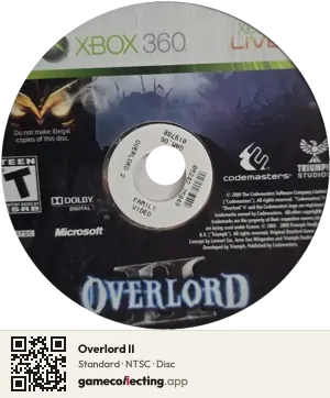 Overlord II Xbox 360, NTSC disc