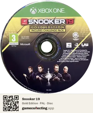 Snooker 19 Xbox One, PAL disc