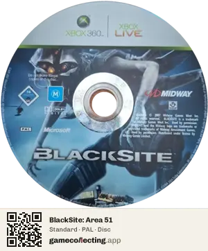 BlackSite: Area 51 Xbox 360, PAL disc