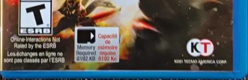 Toukiden: Kiwami, the ESRB box on its front
