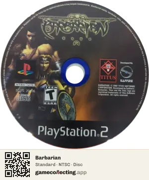 Barbarian PlayStation 2, NTSC disc