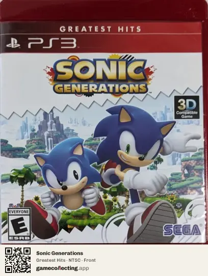 Sonic Generations PlayStation 3, NTSC box front