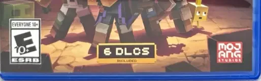 Minecraft Dungeons, the ESRB box on its front