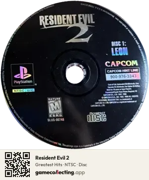 Resident Evil 2 PlayStation, NTSC disc