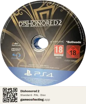 Dishonored 2 PlayStation 4, PAL disc