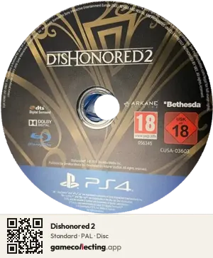 Dishonored 2 PlayStation 4, PAL disc