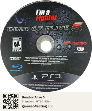 Dead or Alive 5 PlayStation 3, NTSC disc