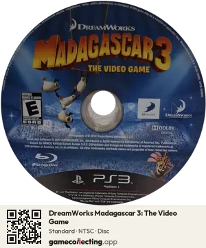 DreamWorks Madagascar 3: The Video Game PlayStation 3, NTSC disc
