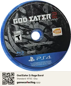 God Eater 2: Rage Burst PlayStation 4, NTSC disc
