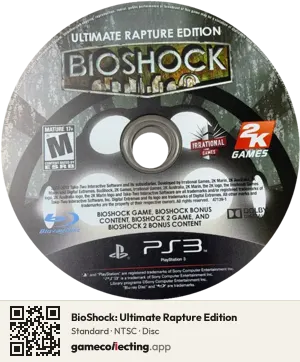 BioShock: Ultimate Rapture Edition PlayStation 3, NTSC disc