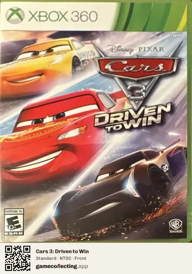 Cars 3: Driven to Win Xbox 360, NTSC box front