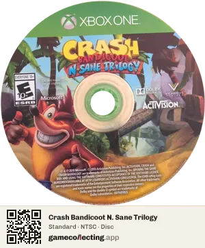 Crash Bandicoot N. Sane Trilogy Xbox One, NTSC disc
