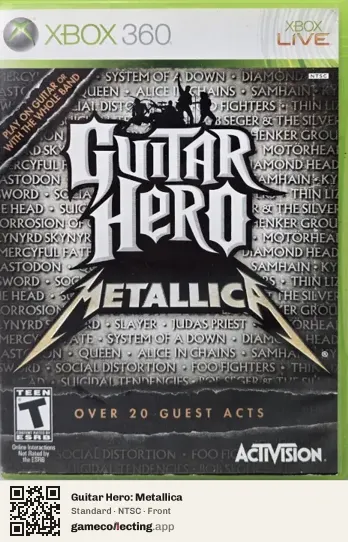 Guitar Hero: Metallica Xbox 360, NTSC box front