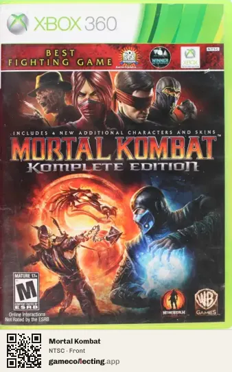 Mortal Kombat Xbox 360, NTSC box front