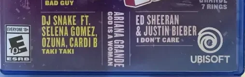 Just Dance 2020, the ESRB box on its front