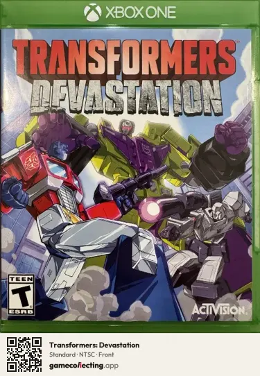 Transformers: Devastation Xbox One, NTSC box front