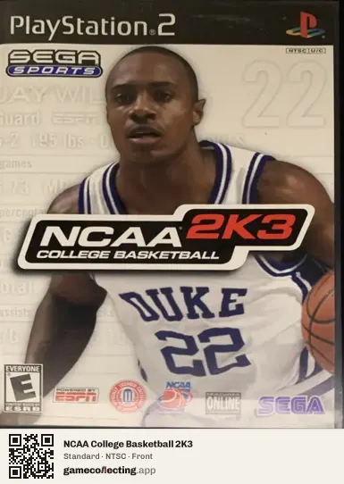 NCAA College Basketball 2K3 PlayStation 2, NTSC box front