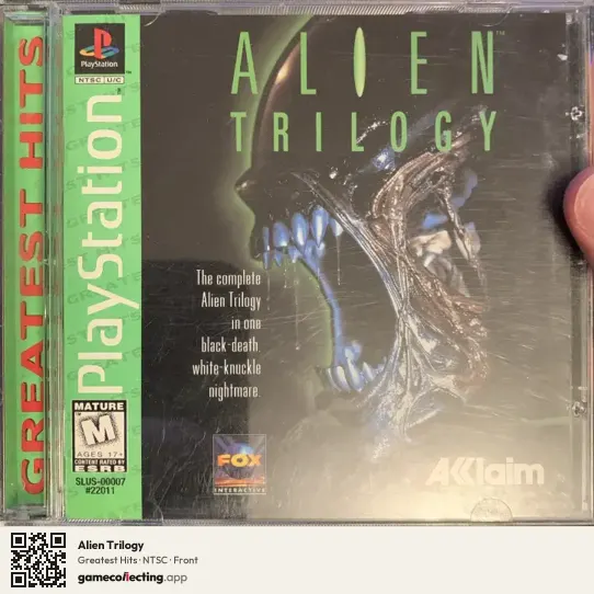 Alien Trilogy PlayStation, NTSC box front