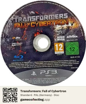 Transformers: Fall of Cybertron PlayStation 3, PAL disc