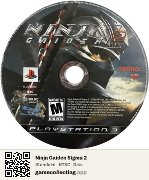 Ninja Gaiden Sigma 2 PlayStation 3, NTSC disc