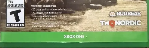 Wreckfest, the ESRB box on its front