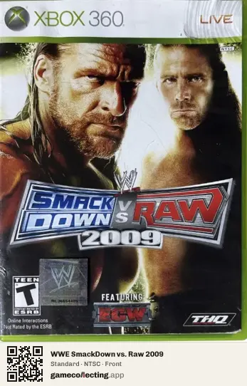 WWE SmackDown vs. Raw 2009 Xbox 360, NTSC box front